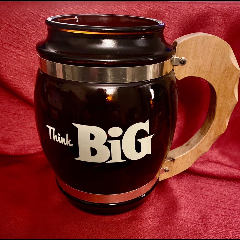 GIANT Siesta Ware “Think Big” Beer Mug Wood Handle